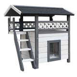 Cat House Weatherproof 2-Story Indoor Outdoor Wooden Shelter Bitumen Roof Unbranded