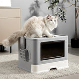 Jumbo Hooded Cat Litter Box Tray Pet Kitty Toilet for Large Cats w Hair Grooming Randy & Travis Machinery
