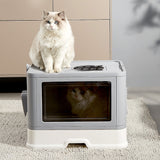 Jumbo Hooded Cat Litter Box Tray Pet Kitty Toilet for Large Cats w Hair Grooming Randy & Travis Machinery