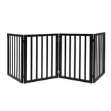 PaWz 4 Panels Wooden Pet Gate Dog Fence Safety Stair Barrier Security Door Black PaWz