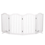 PaWz Wooden Pet Gate Dog Fence Safety Stair Barrier Security Door 4 Panels White PaWz