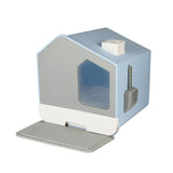 PaWz Fully Enclosed Cat Litter Box Mat Kitty Toilet Odour Control Basin Blue