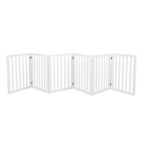 PaWz Wooden Pet Gate Dog Fence Safety Stair Barrier Security Door 6 Panels White PaWz