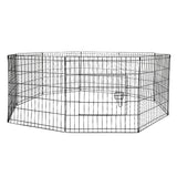 PaWz Pet Dog Playpen Puppy Exercise 8 Panel Enclosure Fence Black With Door 24