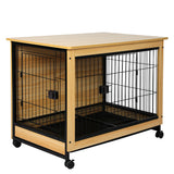 PaWz Wooden Wire Dog Kennel Side End Table Steel Puppy Crate Indoor Pet House XXL PaWz