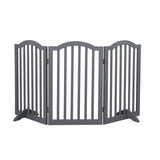 PaWz Wooden Pet Gate Dog Fence Safety Stair Barrier Security Door 3 Panels Grey PaWz