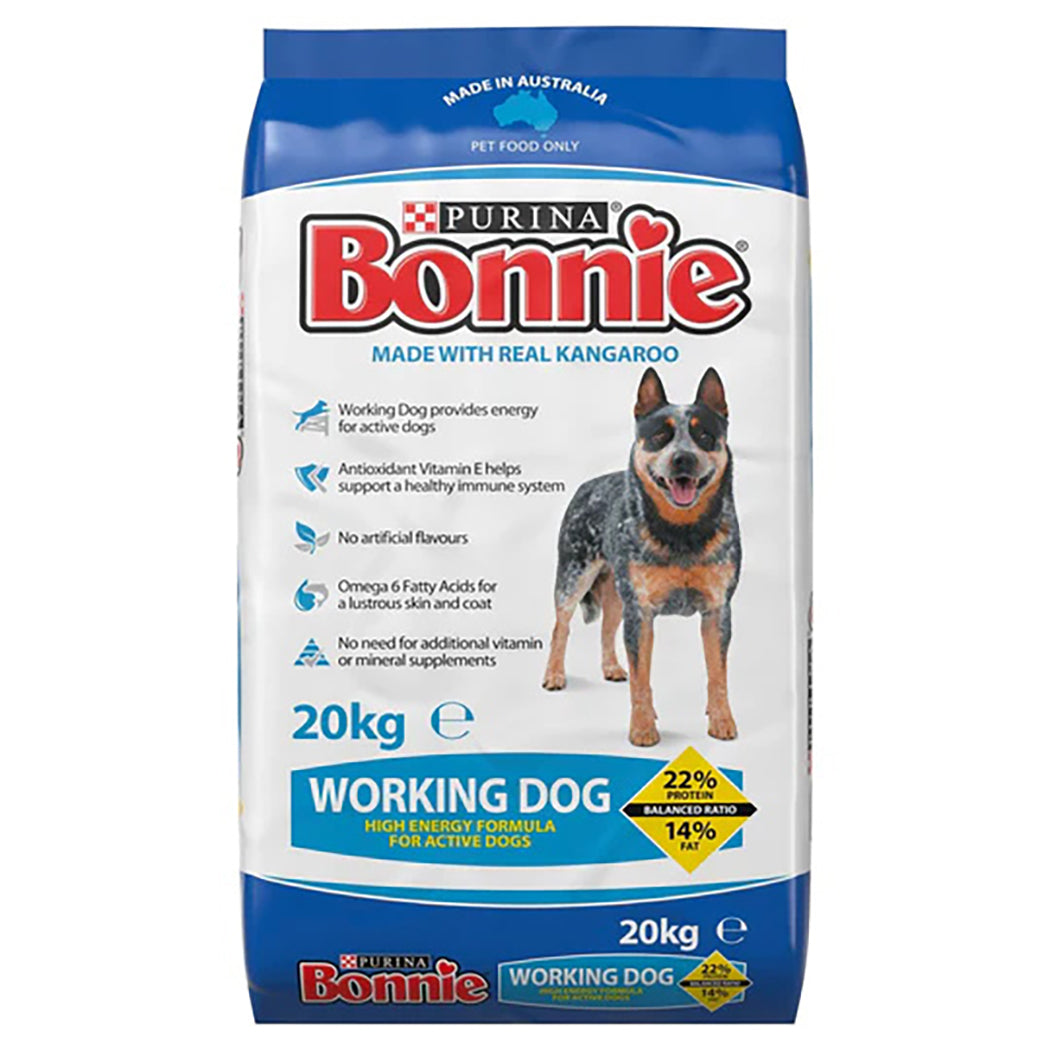 Bonnie Adult Working Dog Dry Food Active Large Breeds Real Kangaroo 20kg Bonnie