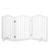 PaWz Wooden Pet Gate Dog Fence Safety Stair Barrier Security Door 3 Panels White PaWz