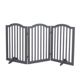 PaWz Wooden Pet Gate Dog Fence Safety Stair Barrier Security Door 3 Panels Grey PaWz