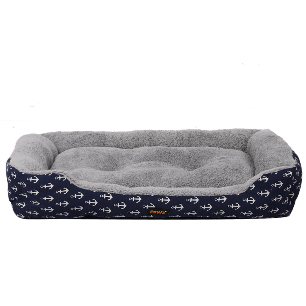 PaWz Pet Dog Cat Bed Deluxe Soft Cushion Lining Warm Kennel Navy Anchor XXL PaWz
