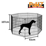 PaWz Pet Dog Playpen Puppy Exercise 8 Panel Fence Black Extension No Door 42" PaWz