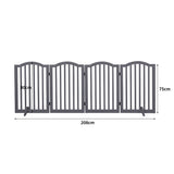 PaWz Wooden Pet Gate Dog Fence Safety Stair Barrier Security Door 4 Panels Grey Petsleisure