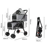 PaWz Two-tier Pet Stroller Double Dog Pram Cat Carrier Travel Pushchair Foldable Petsleisure