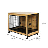 PaWz Wooden Wire Dog Kennel Side End Table Steel Puppy Crate Indoor Pet House L PaWz