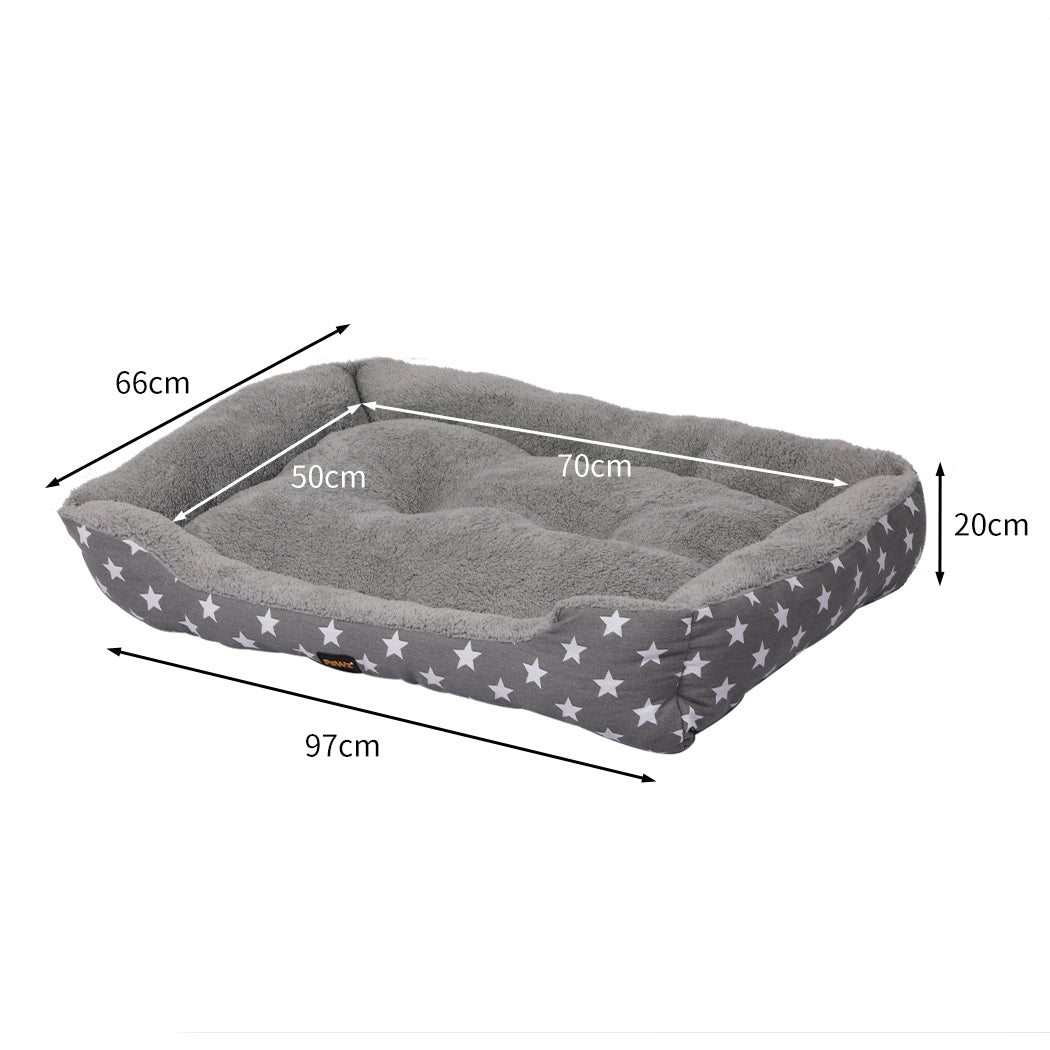 PaWz Pet Dog Cat Bed Deluxe Soft Cushion Lining Warm Kennel Grey Star XL PaWz