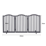 PaWz Wooden Pet Gate Dog Fence Safety Stair Barrier Security Door 3 Panels Grey PaWz