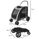 PaWz Pet Dog Stroller Pram Carrier Cat Travel Foldable 4 Wheels 50kg Capacity Petsleisure