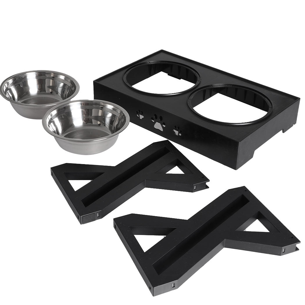 PaWz Elevated Pet Feeder Food Water Double Bowl  Adjustable Height Raised Stand PaWz