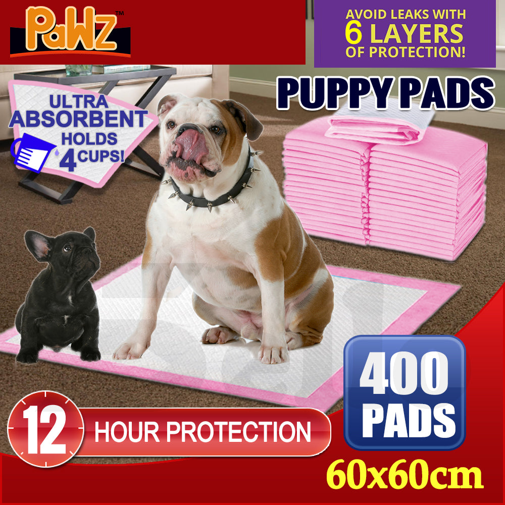 PaWz 400pc 60x60cm Puppy Pet Dog Indoor Cat Toilet Training Pads Absorbent Pink PaWz