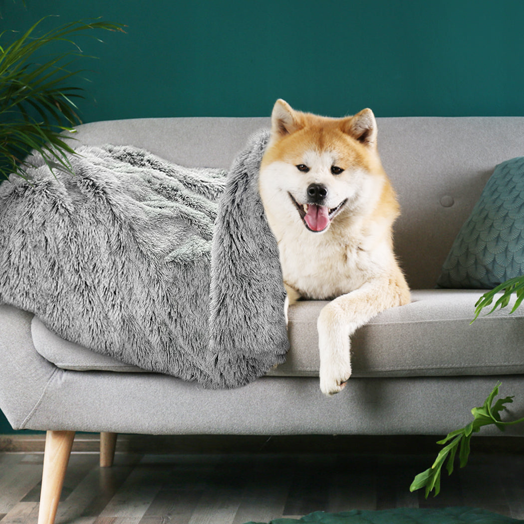 PaWz Dog Blanket Pet Cat Mat Puppy Warm Soft Plush Washable Reusable Large Charcoal PaWz