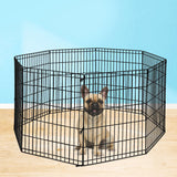 PaWz Pet Dog Playpen Puppy Exercise 8 Panel Fence Black Extension No Door 24" PaWz