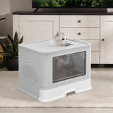 PaWz Foldable Cat Litter Box Tray Enclosed Kitty Toilet Hood Hair Grooming Grey PaWz