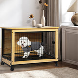 PaWz Wooden Wire Dog Kennel Side End Table Steel Puppy Crate Indoor Pet House M PaWz