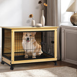 PaWz Wooden Wire Dog Kennel Side End Table Steel Puppy Crate Indoor Pet House L PaWz