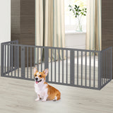 PaWz Wooden Pet Gate Dog Fence Safety Stair Barrier Security Door 6 Panels Grey PaWz