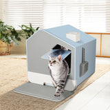 PaWz Fully Enclosed Cat Litter Box Mat Kitty Toilet Odour Control Basin Blue Petsleisure
