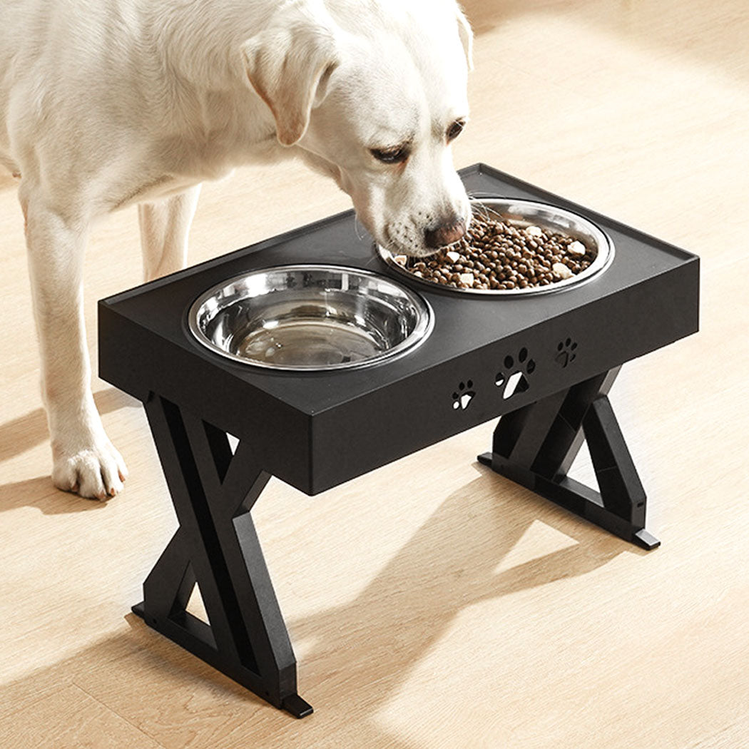 PaWz Elevated Pet Feeder Food Water Double Bowl  Adjustable Height Raised Stand PaWz