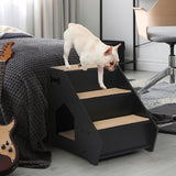 PaWz Wooden Dog Ramp Stairs Steps For Bed Pet Calming Kennel Non-Slip Black PaWz
