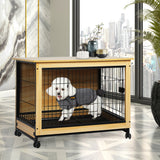 PaWz Wooden Wire Dog Kennel Side End Table Steel Puppy Crate Indoor Pet House M PaWz
