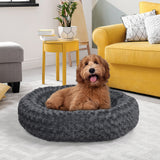 PaWz Calming Dog Bed Warm Soft Plush Pet Cat Cave Washable Portable Dark Grey M PaWz