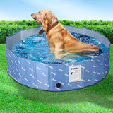 Portable Pet Swimming Pool Kids Dog Cat Washing Bathtub Outdoor Bathing Blue L PaWz
