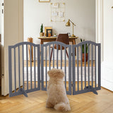 PaWz Wooden Pet Gate Dog Fence Safety Stair Barrier Security Door 3 Panels Grey PaWz