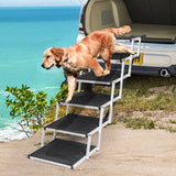 PaWz 6 Steps Dog Ramp Adjustable Height Stair Car Dog Folding Portable Aluminium PaWz