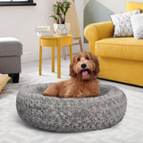 PaWz Calming Dog Bed Warm Soft Plush Sofa Pet Cat Cave Washable Portable Grey M PaWz