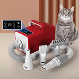 PaWz Pet Grooming Hair Dryer Dog Cat Hairdryer Speed Heater Low Noise 3200W Red PaWz