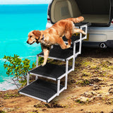 PaWz 5 Steps Dog Ramp Adjustable Height Stair Car Dog Folding Portable Aluminium PaWz