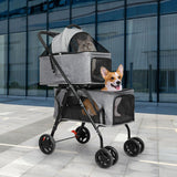 PaWz Two-tier Pet Stroller Double Dog Pram Cat Carrier Travel Pushchair Foldable Petsleisure