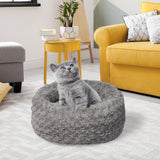 PaWz Calming Dog Bed Warm Soft Plush Sofa Pet Cat Cave Washable Portable Grey S PaWz