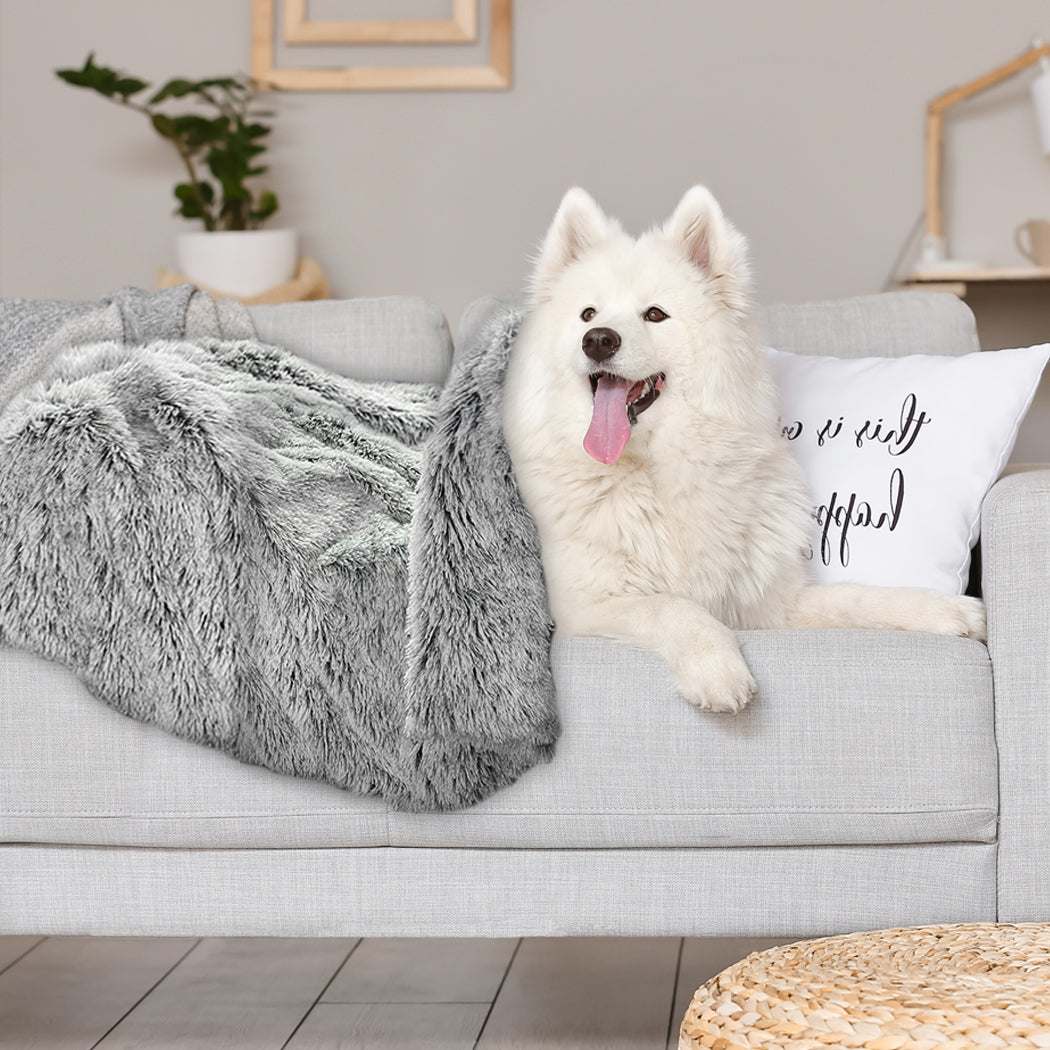 PaWz Dog Blanket Pet Cat Mat Puppy Warm Soft Plush Washable Reusable Large Charcoal PaWz