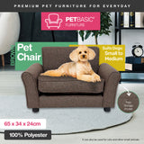 Pet Basic Pet Chair Bed Stylish Luxurious Sturdy Washable Fabric Brown 65cm Petsleisure