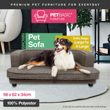 Pet Basic Pet Sofa Bed Stylish Luxurious Sturdy Washable Fabric Brown 98cm Petsleisure
