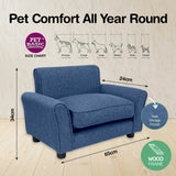 Pet Basic Pet Chair Bed Stylish Luxurious Sturdy Washable Fabric Blue 65cm Petsleisure