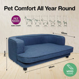 Pet Basic Pet Sofa Bed Stylish Luxurious Sturdy Washable Fabric Blue 98cm Petsleisure