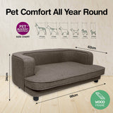 Pet Basic Pet Sofa Bed Stylish Luxurious Sturdy Washable Fabric Brown 98cm Petsleisure