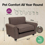 Pet Basic Pet Chair Bed Stylish Luxurious Sturdy Washable Fabric Brown 65cm Petsleisure