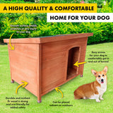Pet Basic Dog Kennel Weather Resistant Timber Elevated Lift Top Roof 116cm Petsleisure